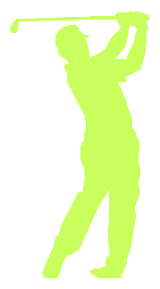 Silhouette of a golfer swinging a club
